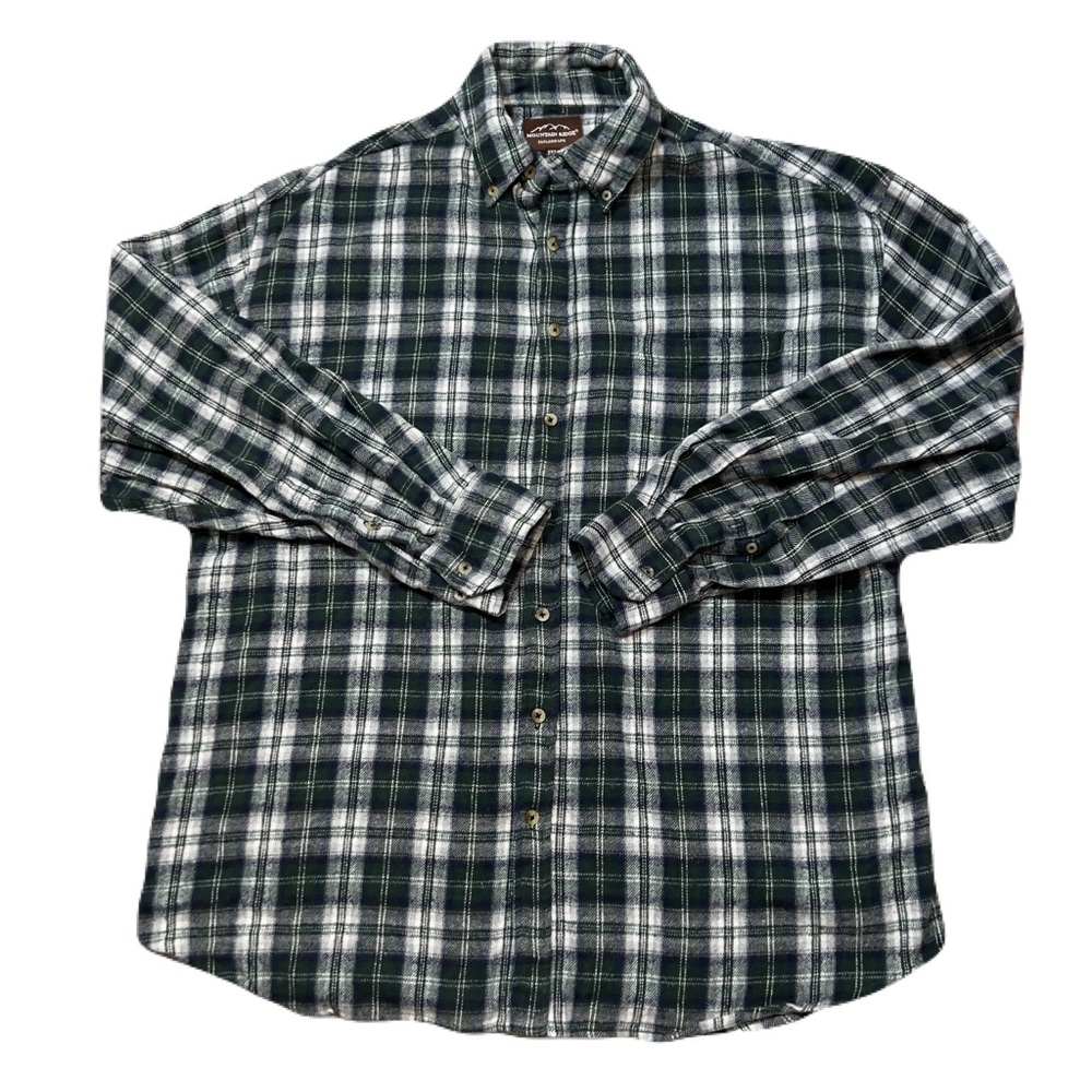 Mountain Ridge 2XLT Flannel Shirt Green Plaid 100% Cotton Button Down Warm